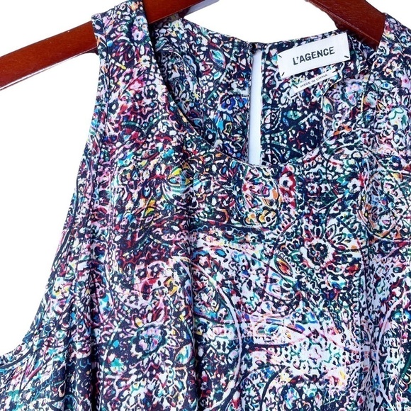 L’agence Sleeveless Silk Tie Front Jumpsuit Size Small in Multi Mosaic Print - Picture 7 of 14